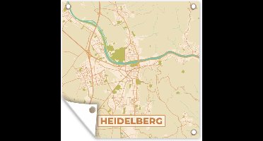 Tuinposters Plattegrond - Heidelberg - Kaart - Stadskaart - Vintage - 50x50 cm - Tuindoek