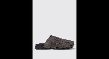 Suede Leather Slides Sandals Wo - Grey All Shoes