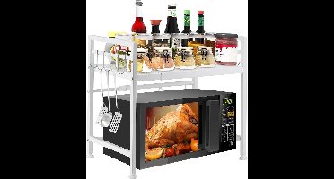 Microwave rack-Magnetron Plank Stand Uitbreidbaar 2 Tier-wit-set van 2