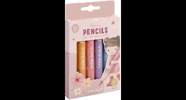 Little Dutch kleurpotloden Rosa & Friends - 6 korte, dikke houten potloden - creatief speelgoed vanaf 2 jaar
