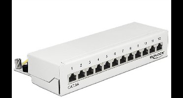 Premium CAT6a Gigabit Desktop Patch Panel 1U met 12 poorten - afgeschermd / wit