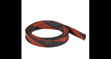 Polyester kabelsleeve | rekbaar | 25mm | zwart/rood | 2 meter