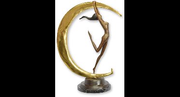 Bronzen beeld - Vrouw in halve maan - sculptuur - 58,5 cm hoog