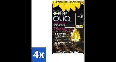 4 x Garnier - Olia 4 - Haarkleuring - Middenbruin - Zonder Ammoniak - 60% Olie - Permanente Kleur - Permanente Haarkleuring - Haarkleur - Garnier Olia - Haarkleuring Zonder Ammoniak - Oliën In Haarkleuring