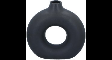 Arti Casa Decoratieve Vaas Rond met Open Midden - Zwarte Vaas voor Interieur Decoratie - Moderne Vaas voor Bloemen of Accessoires - 31 x 10.5 x 31 cm - Zwart