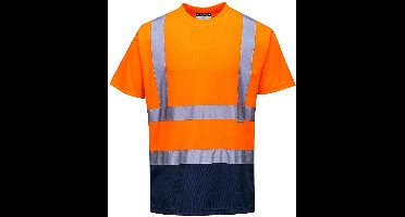Portwest Tweekleuren T-shirt S378 - Oranje/Marine - L