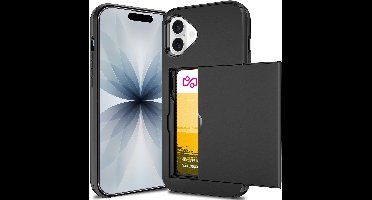 Hoesje met Pasjeshouder geschikt voor iPhone 17 - Back Cover SlideCase Zwart
