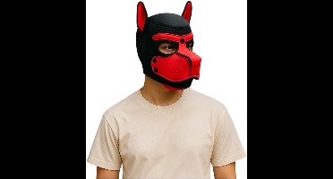 Hondenmasker Rood – Cosplay Puppy Play Masker Volwassenen – Neopreen – Verstelbaar – Kinky Pleasure® – BDSM Accessoire