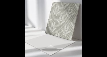 Wallfluent Vinyl Wandpaneel - Stijlvol plantenpatroon Zelfklevend Wandpaneel - 50 cm x 50 cm - Grijs PVC wandpaneel - Set van 4 - Vierkant Wandbekleding Vinyl - Patroon Wandpaneel - PVC Muurpaneel - Wandpaneel Keuken en Badkamer