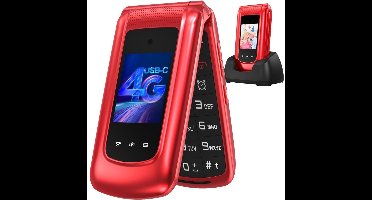 DailySupplies® Senioren Mobiele Telefoon 4g - Senioren GSM - Rood