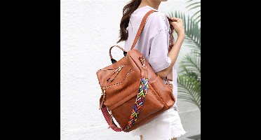 Castillo Hannah Rugzak - Dames Rugtas - Vegan Leer Schoudertas - Cognac