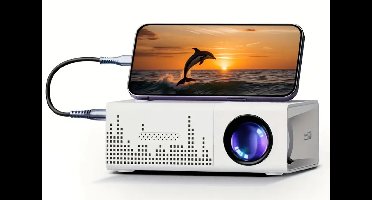 PolkaHome® Mini Home Projector met LED-lamp, 1080P Full HD & 3D-Klaar, Ingebouwde Stereo Speakers, Afstandsbediening mini Projector. Plug-and-Play Compacte Projector. mini beamer voor Films, Gaming, Streamen (Compatibel met Telefoons/Tablets/Laptops)