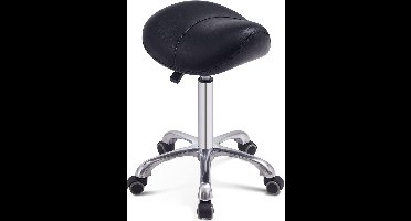 DailySupplies® Zadelkruk op Wielen - Kapperskruk Ergonomisch - Tabouret - Zwart