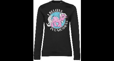 My Little Pony Damen I Believe In Unicorns Girly Sweatshirt Black-XL