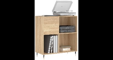 Platenspeler Meubel - LP-kast - Platenspelerkast - Draaitafelstandaard - Platenspelerstandaard - Vintage Displayplank - Sonoma Eiken