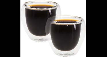 Camry Espresso Glazenset – Dubbelwandige koffieglazen - Dubbelwandig Borosilicaatglas – 2-delige Koffiekopjes – 72,7 ml – Hittebestendig & Vaatwasserbestendig