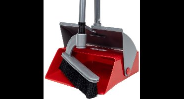 Stoffer met Blik op Lange Steel - Rood/Grijs