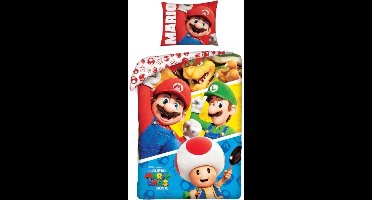 Super Mario - Dekbedovertrek - Eenpersoon - 140x200Cm - Kussensloop 65x65Cm.