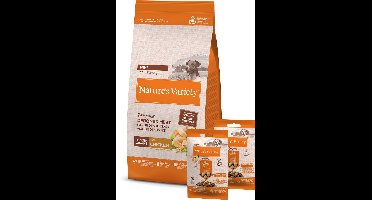 1,5 kg + 2x120 gr Natures variety original adult mini chicken met 2 freeze dried toppers hondenvoer