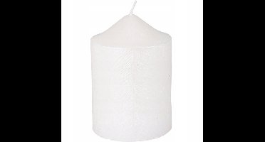 Decoratieve Witte Metalic Kaars met Glans en Patroon 7x10 cm