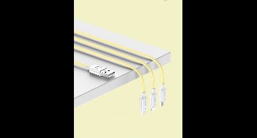 P4Y 3-in-1 Kabel Lightning/MicroUSB/USB-C 1,2m Geel