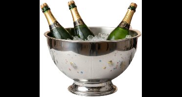 Excellent Houseware Champagnekoeler - op voet - RVS - zilver - 30 x 19 cm - schaal