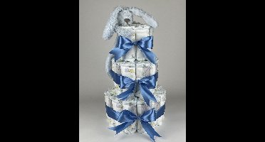 Chouette-Chouette | Luiertaart Jongen | Kraamcadeau | Geboorte Jongen | Babyshower | Tuttle Konijn Richie Blue - diep Blauw