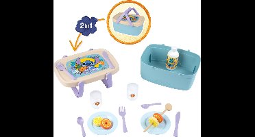 Smoby - Speelgoedkeukenaccessoireset Stitch Picknickmand - Bijzettafeltje en mand en 16 accessoires - creatief rollenspel