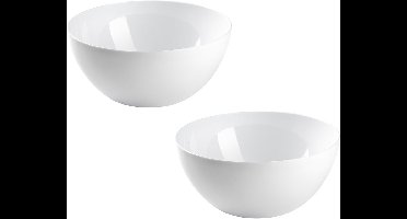 Plasticforte Keuken voedsel serveren schaal - 2x - D23 x H9 cm - kunststof - wit - 2900 ml