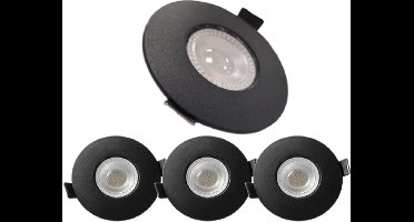 McShine - Set van 4 - LED Inbouwspot IP65 - Badkamerspot - Spatwaterdicht - 4,9W - 3000K - Ø88 mm - Zwart