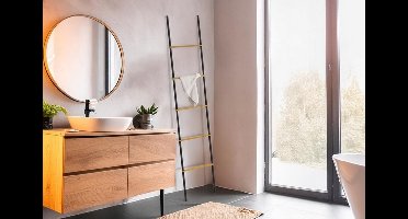 Zwarte Bamboe Handdoekladder - Stijlvolle Badkameroplossing