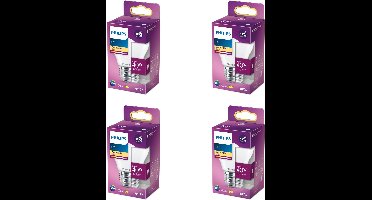 Philips Voordeelverpakking - E27 - LED Kogellamp - Mat - 40W - Niet Dimbaar - Warmwit Licht - Set van 4 Stuks