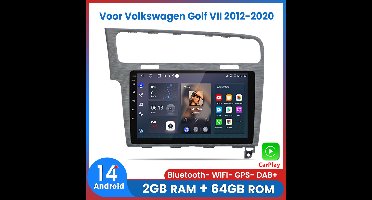 Awesafe Geschikt Voor Volkswagen Golf 7 (2012 t/m 2020) - RAM 2GB + ROM 64GB 4Core - 10.1 inch Android 14.0 CarPlay Autoradio - Draadloos CarPlay & Android Auto - Zilveren - Bluetooth & WiFi - GPS Navigatie