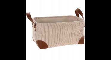 Beige Corduroy Opbergmand 30x20x15 cm met Handvatten