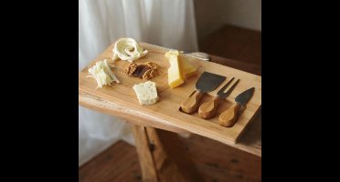 3 stuk - Complete Kaasplank Set – Bamboe Plank met 3 Messen - Perfect voor elke Borrel!