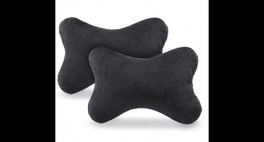 S&E Auto Hoofdsteun-Neck Pillow – Pluche & Comfortabel - 2 stuks - Zwart
