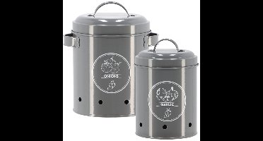Secrets du Potager Onion/garlic storage tins - metal - gray - 17 x 20 cm - storage/storage jar