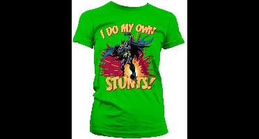 Batman I Do My Own Stunts Girly Tee Damen T-Shirt Green-M