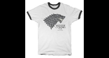 Game of Thrones T-Shirt Stark Sigil Ringer Tee WB-51-GOT001-H30-13 WhiteBlack-XL