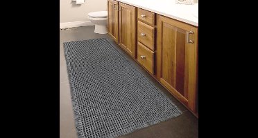 Selbro®, Waffle Badmat, 61 x 183 cm, superabsorberende badmat, antislip, machinewasbaar, comfortabele badmatten met kwastjes, stijlvolle badmat, boho voor badkamervloer (donkergrijs)