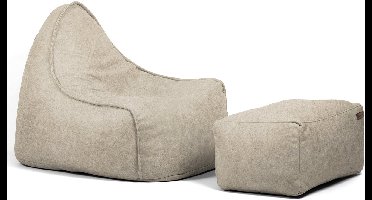 Casacomfy - Chilly Zitzak Set - Zitzak met Voetenbankje - Volwassenen - Latte - Lederlook - Zachtestof