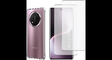 Hoesje geschikt voor Honor Magic 7 Lite 5G backcover siliconen Transparant en 2 stuks Screenprotector Gehard Glas