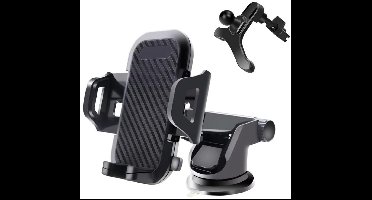 JeiibrZui 1 Autotelefoonhouder, Koolstofvezelconstructie, Dashboarden Ventclipmontage, Telefoonstandaard voor In de Auto, 360° Draaibare Universelle Smartphonehouder