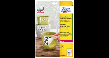 Avery afneembare weerbestendige etiketten diameter 30 mm wit doos van 960 etiketten
