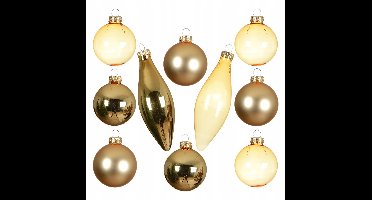 Gouden Kerstballen Spleten Mix Set - 10 Stuks Glas