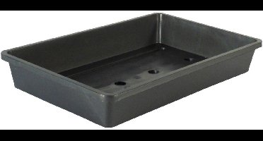2x stuks rechthoekige kweekbak voor zaailingen antraciet grijs kunststof - 37.5 x 24 x 6 cm - moestuin kweekbakken / zaaibak