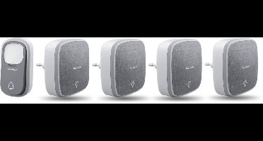 Thomson 513133 draadloze deurbel met kinetische knop en 4 plug-in ontvangers - netstroom ontvanger - voor stopcontact