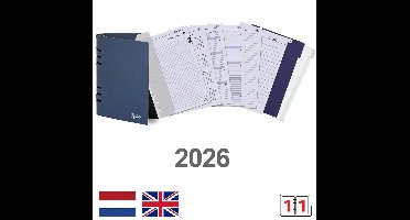 Kalpa 6401-26 210 x 144 mm A5 Planner Organizer Vulling 1 Dag per Pagina EN NL (een beetje roest op de ringband!) + opbergmap 2026
