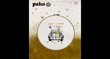 Pako Borduurpakket- Huwelijk- tel patroon met codekaart - Just married - 228.226 - voorgesorteerd garen- Aida - 25 cm Rond - DIY kit
