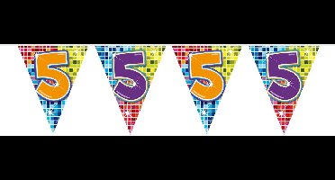 5 Jaar Mini Vlaggenlijn Birthday Blocks - 3 meter